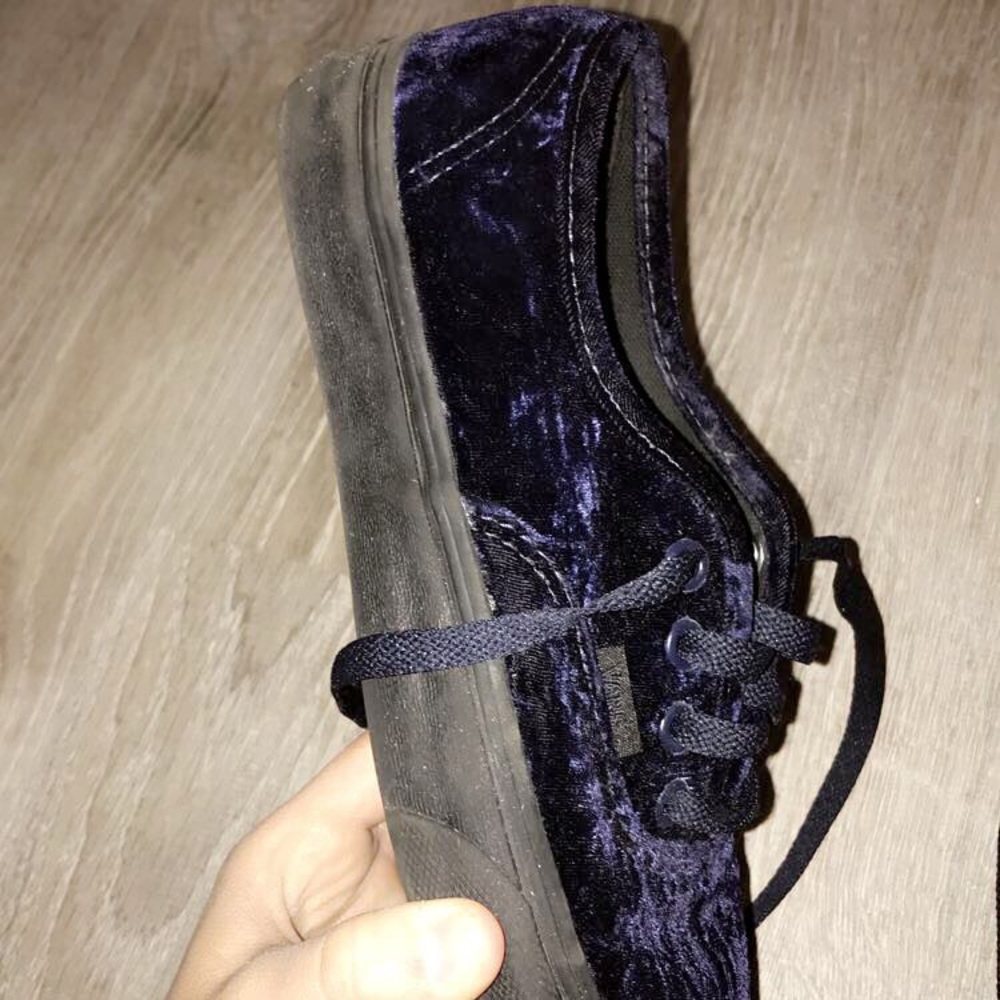 NAVY CRUSHED VELVET VANS !(read description)!